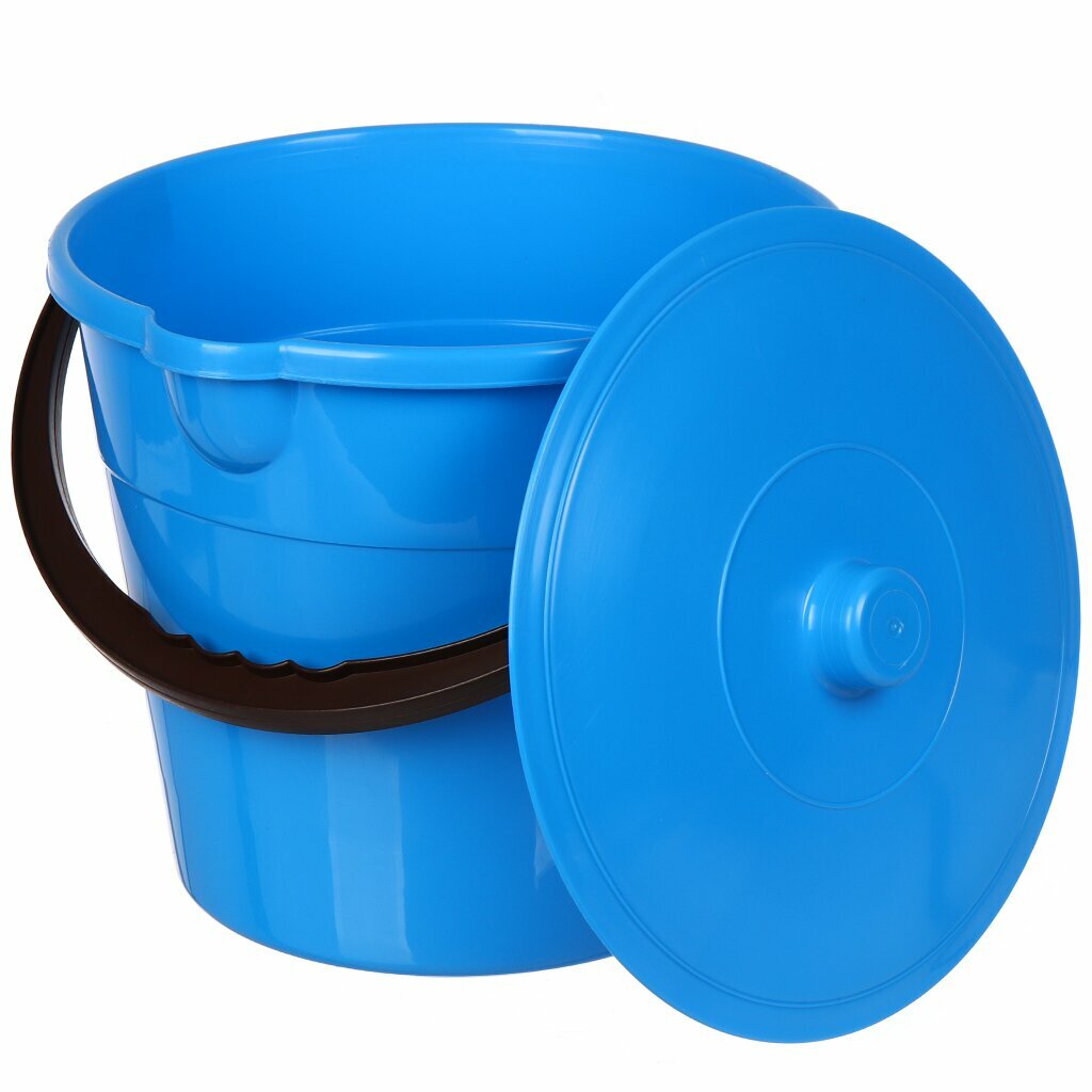 Ведро пластик, 10 л, с крышкой, синее, хозяйственное, IS40018/2 - фотография № 2