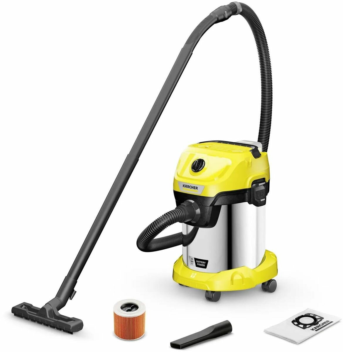 Строительный пылесос Karcher WD 3-18 S V-17/20 аккумуляторный желтый [1.628-575.0]