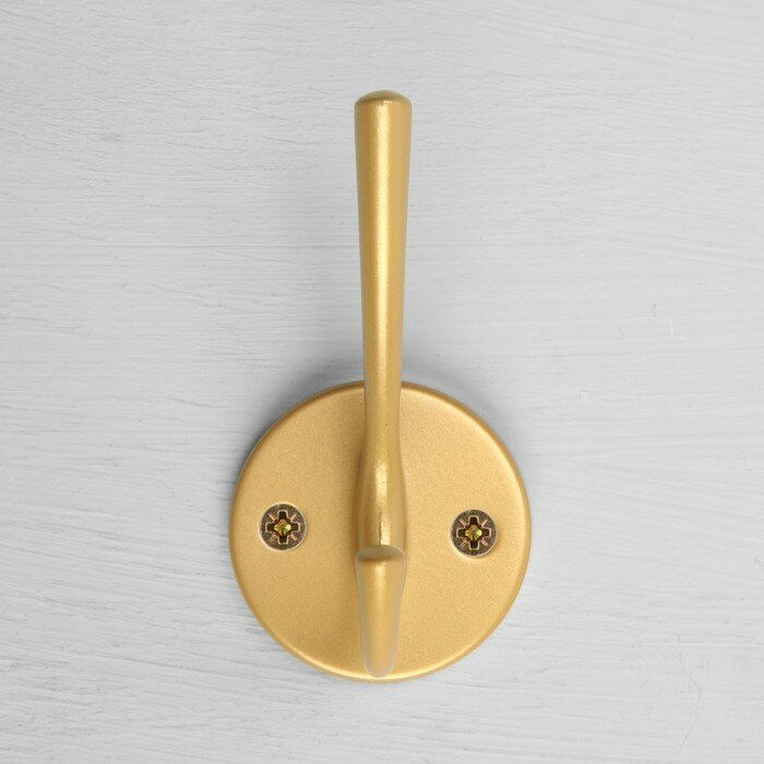 Крючок мебельный CAPPIO SIMPLE, двухрожковый, цвет матовое золото - фотография № 3