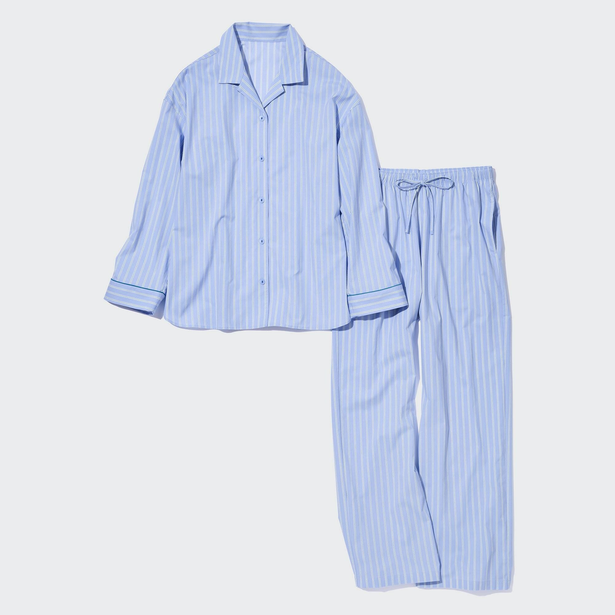 Мягкая эластичная пижама с длинным рукавом, темно-синий, S - фотография № 5