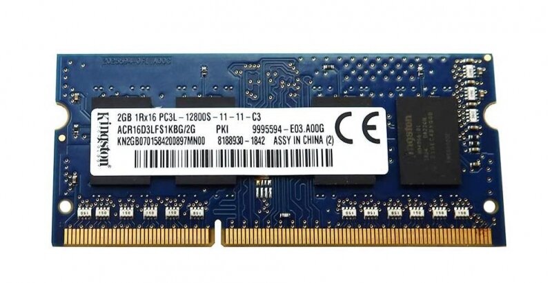 Оперативная память Kingston 2 ГБ DDR3L 1600 МГц SODIMM CL13 ACR16D3LFS1KBG/2G