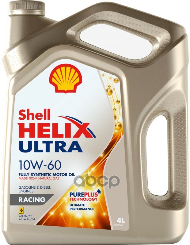 Shell Shell 10W60 (4L) Helix Ultra Racing_масло Моторное! Синт Api Sn/Cf, Acea A3/B3, A3/B4, Ferrari