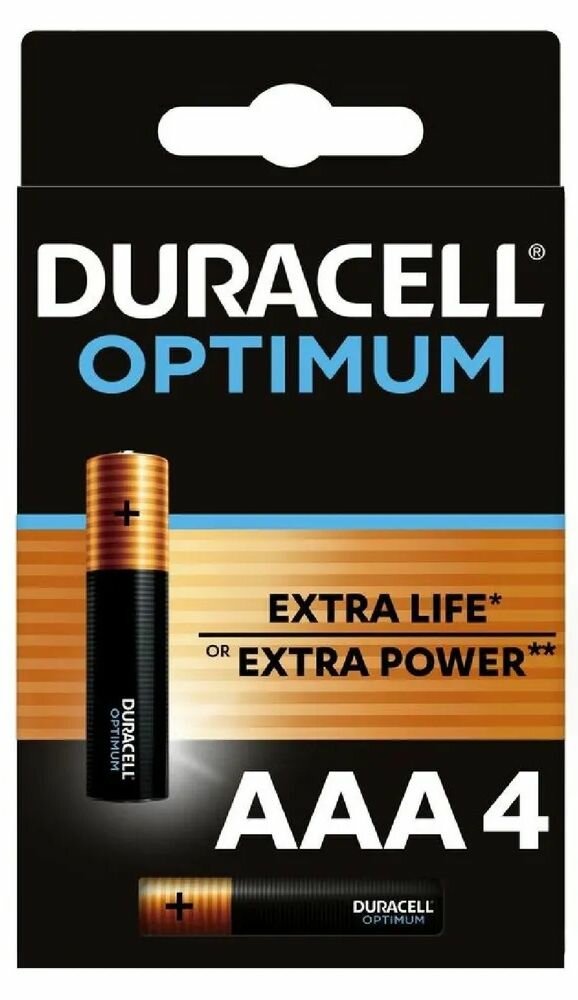 Батарейка щелочная DURACELL LR03 (AAA) Optimum 1.5В блистер 4 шт