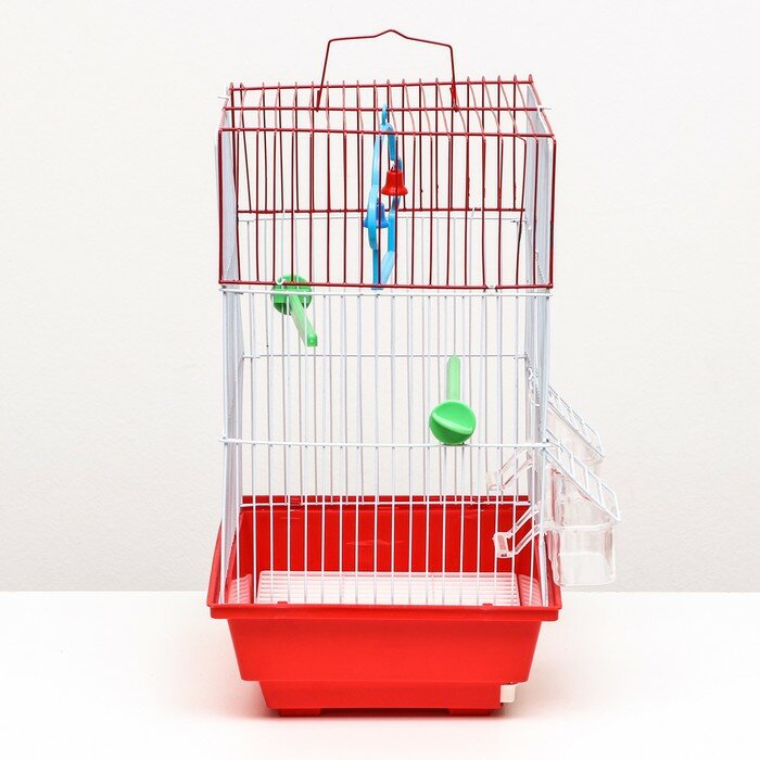 Клетка для птиц укомплектованная 30 х 23 х 39 см, красная - фотография № 2