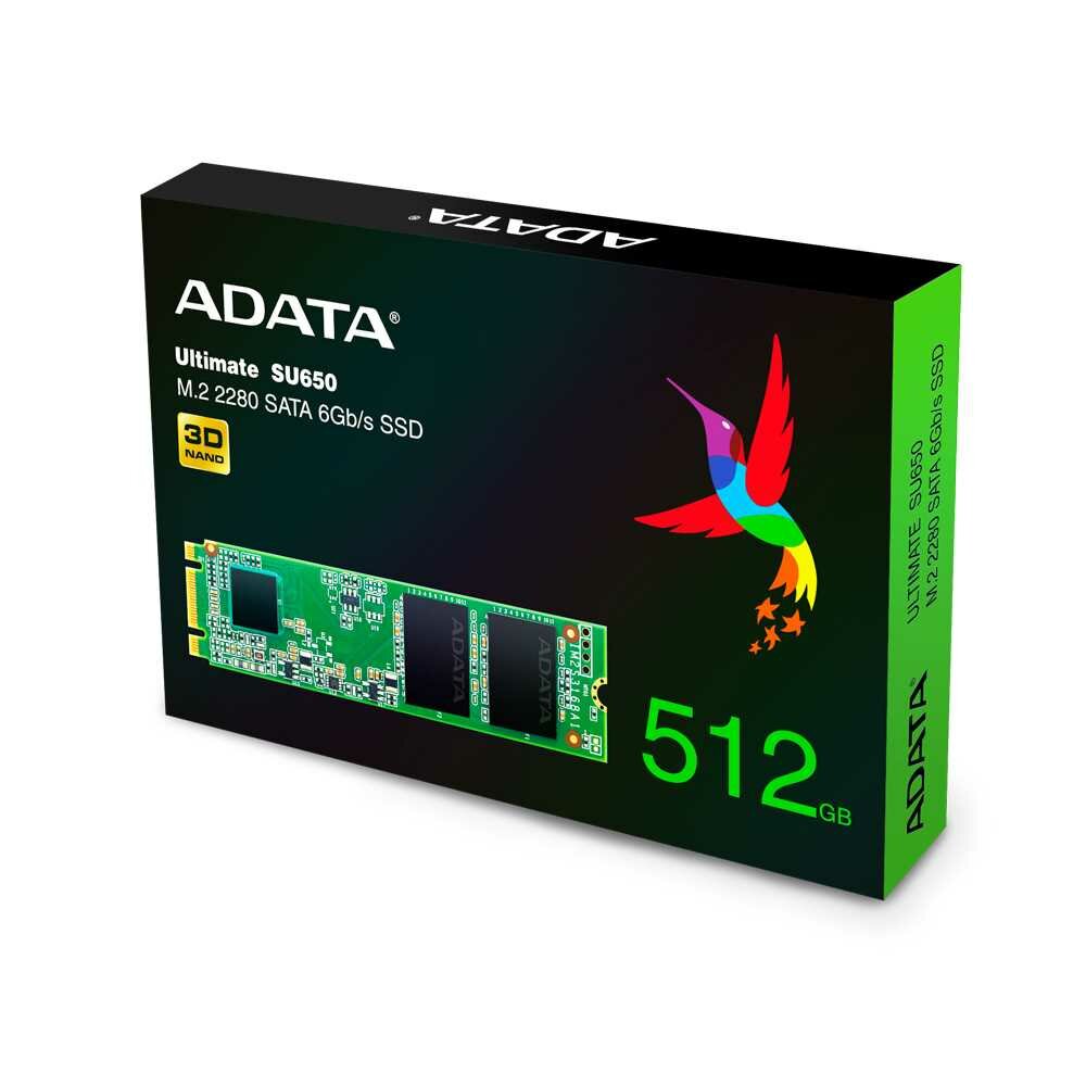 SSD накопитель ADATA 512Gb M.2 2280 SATA III, R/w 550/510, IOPS 80/60K, MTBF 2M, 3D TLC, 210TBW