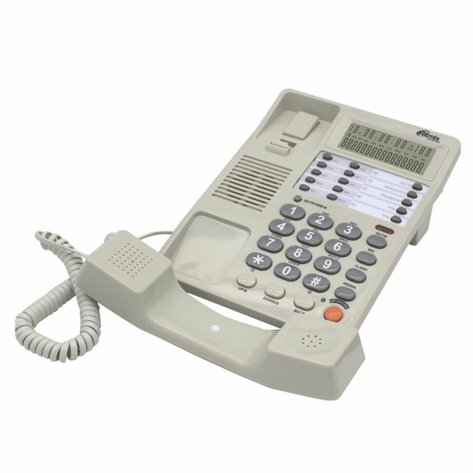 Телефон RITMIX RT-495 white, АОН, спикерфон, память 60 номеров, тональный/импульсный режим, белый, 80002153, 263161
