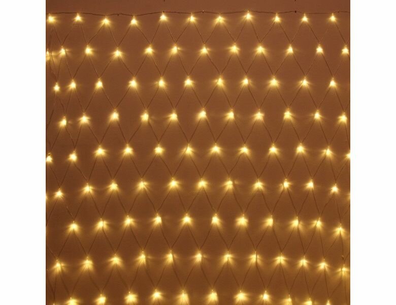 Светодиодная гирлянда сетка 2х1.5 м 144 теплых белых LED-огней прозрачный ПВХ контроллер IP20 Serpantin 196-174