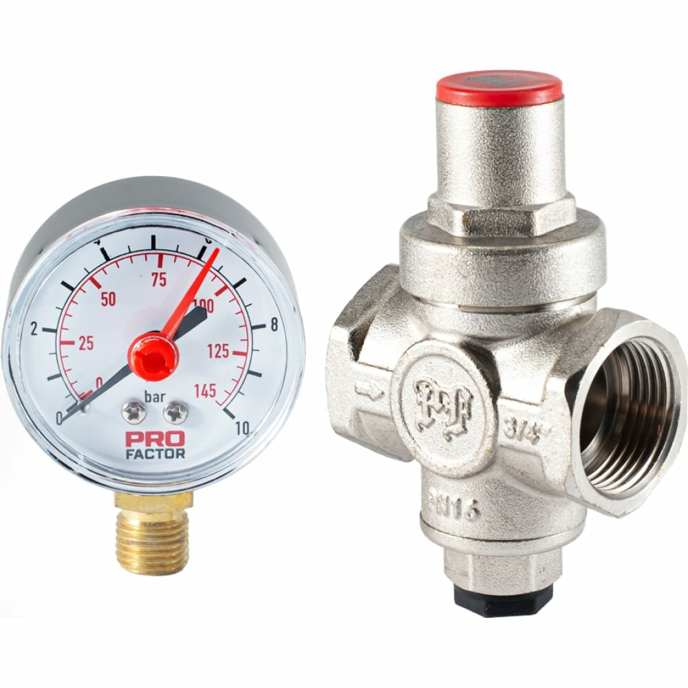 PROFACTOR Редуктор давления поршневой c манометром 3/4" PF PRV 251.20G