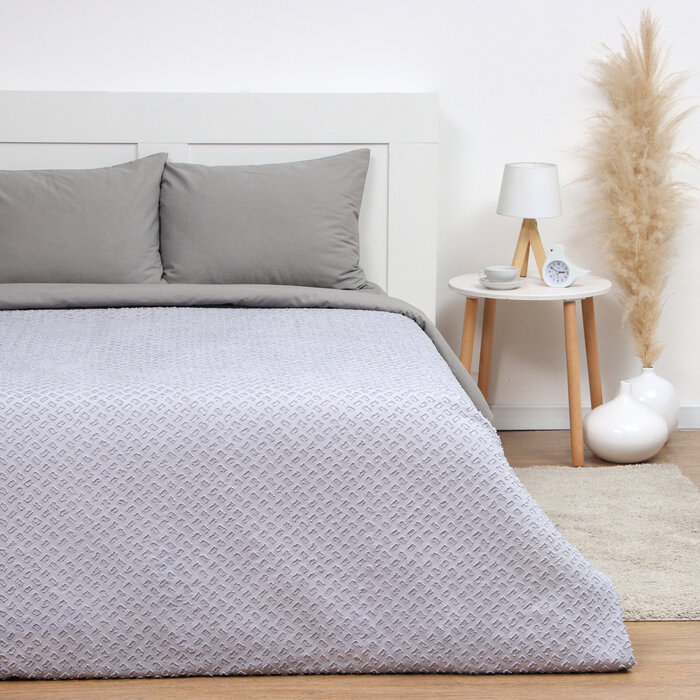 фото Покрывало LoveLife Tufting: Квадрат цв.серо-сиреневый, 200*230±5см, микрофайбер, 100% п/э