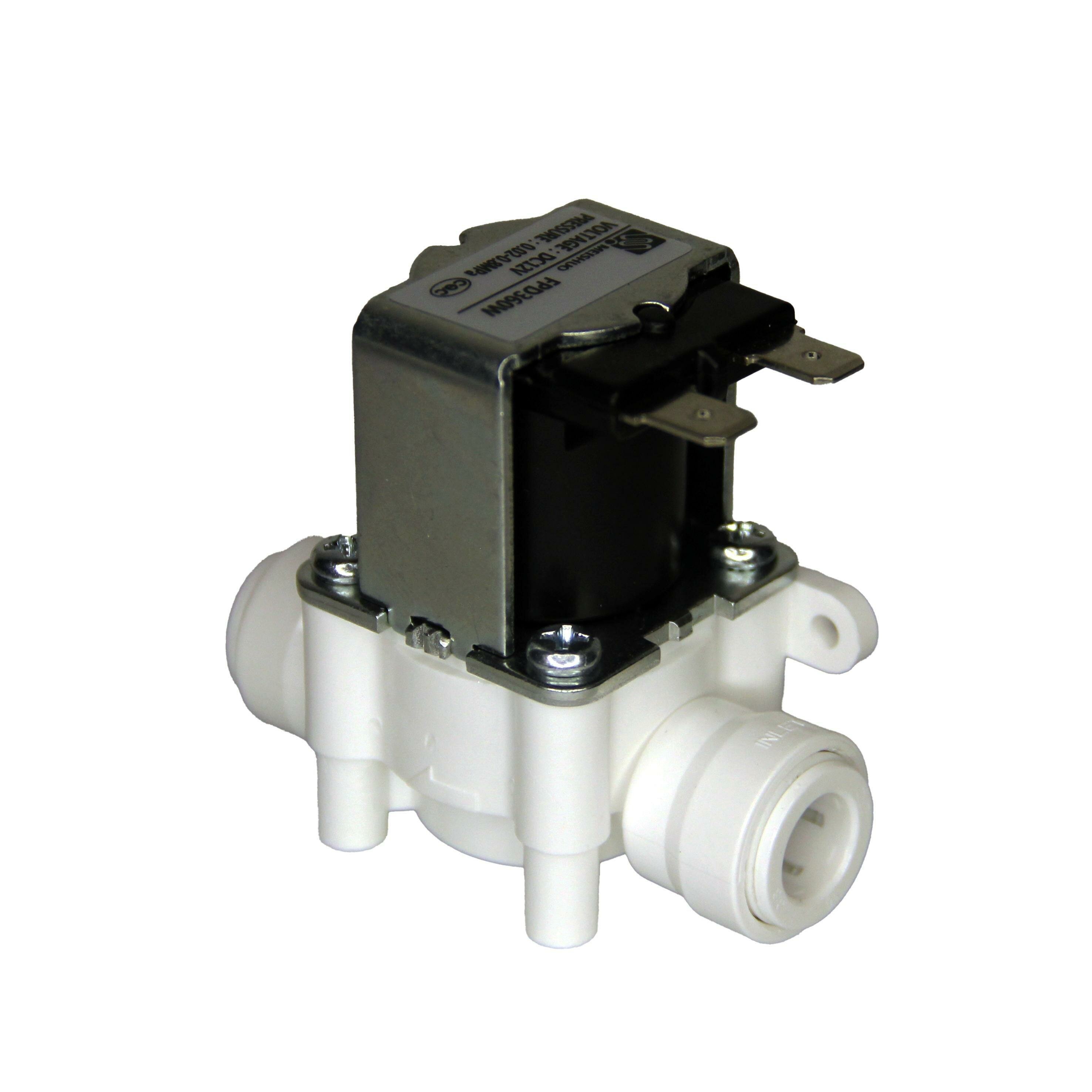 Клапан электромагнитный FPD360W соленоид 12 Вольт для воды трубка 3/8 дюйма быстросьем нормально закрытый высокого качества