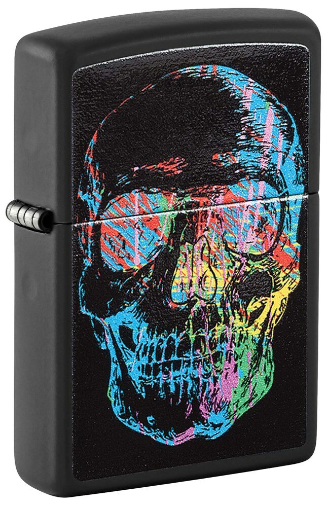 Зажигалка ZIPPO Skull Design с покрытием Black Matte, латунь/сталь, черная, 38x13x57 мм - фотография № 1