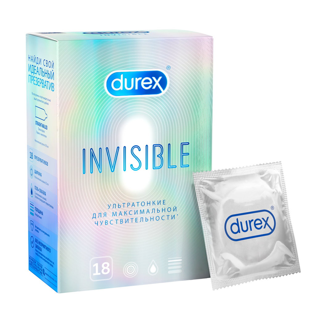 Презервативы Durex Invisible ультратонкие, 18 шт