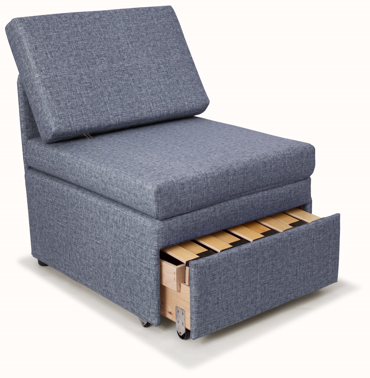 Кресло-кровать Миник 3в1: кресло, кровать, кушетка. 65х89х74 см, с ящиком, выкатной механизм трансформации, велюр Rich Grey - фотография № 1