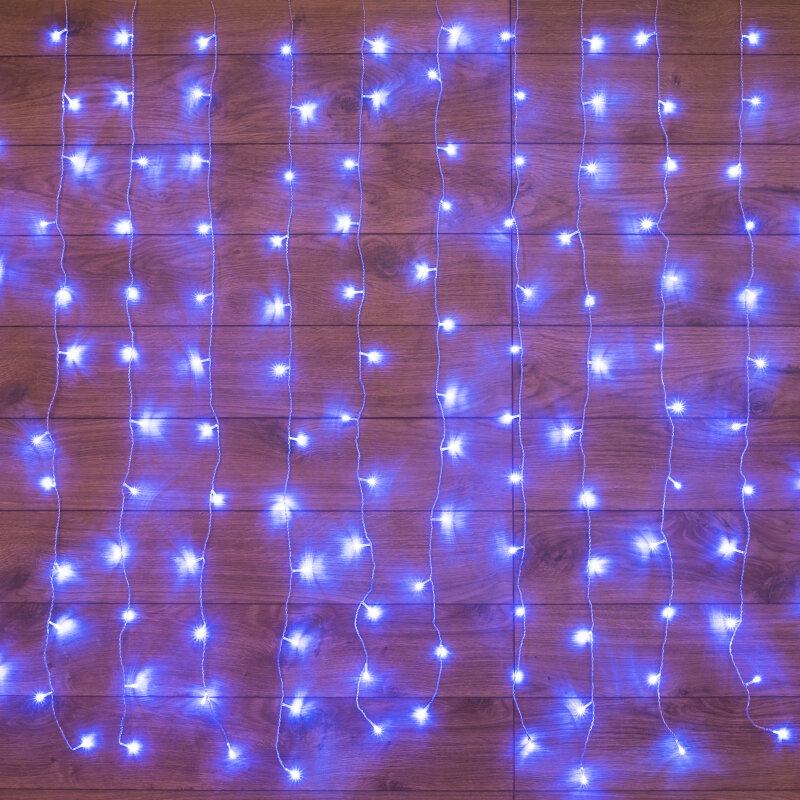 Светодиодная гирлянда NEON-NIGHT "Дождь" 2.5х2 м, 8 режимов, 300 синих светодиодов, прозрачный провод