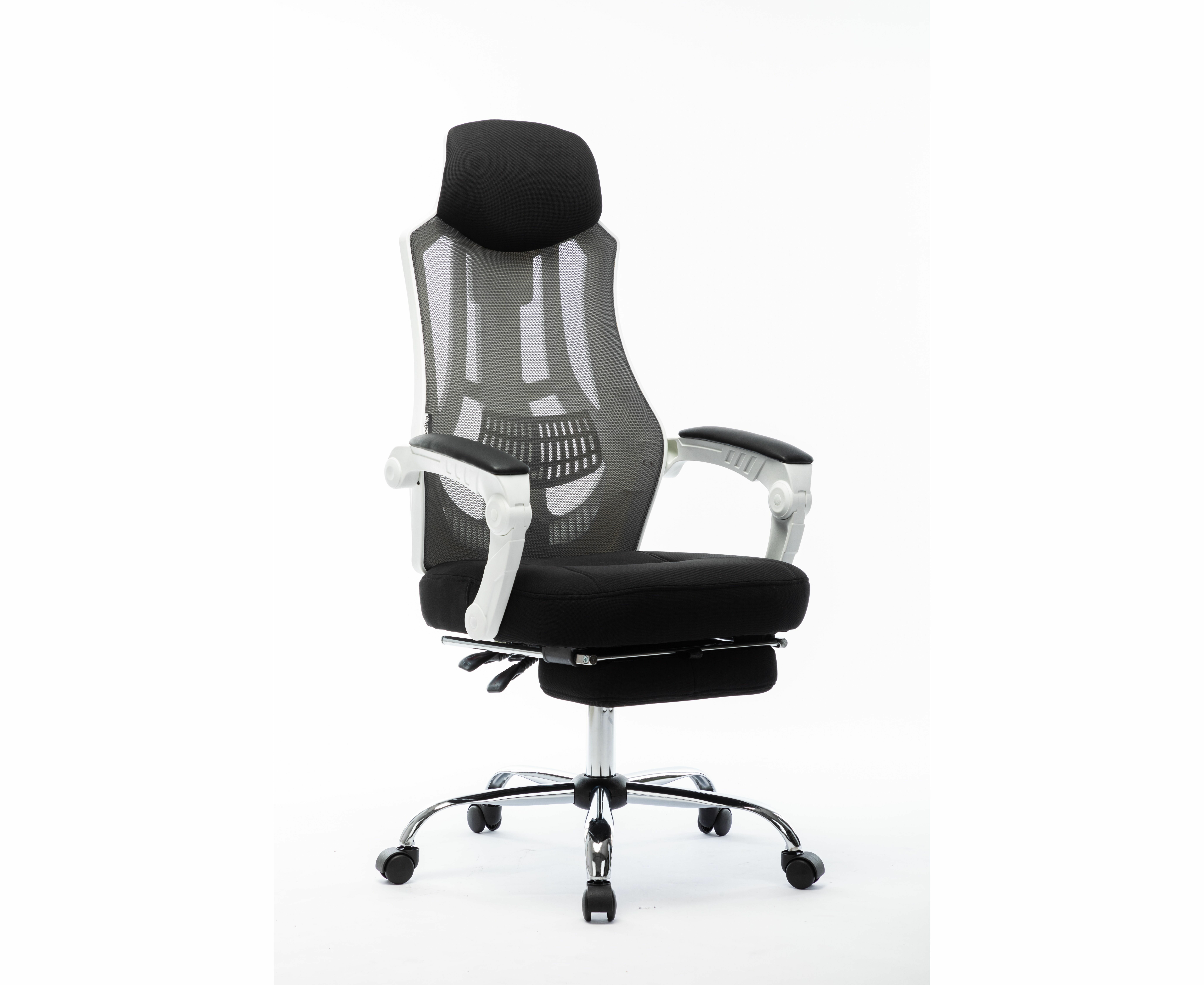 Кресло офисное Norden 007 NEW (black (white plastic) белый пластик / черная ткань / черная сетка
