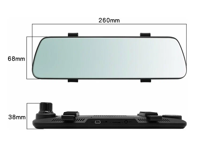 Автомобильный видеорегистратор/ Full HD 1080P / Универсальный видеорегистратор – зеркало/ сенсорный экран / WDR / G-sensor/ камера заднего вида