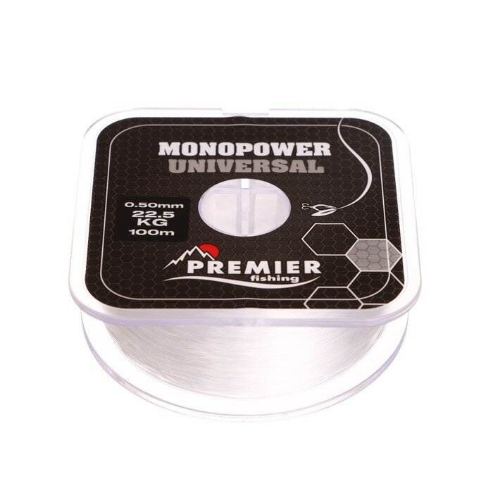 Леска Preмier fishing MONOPOWER Universal диаметр 0.5 мм тест 22.5 кг 100 м прозрачная