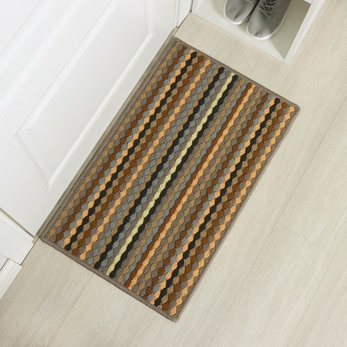 фото Коврик влаговпитывающий придверный Доляна «Цветная косичка», 47×77 см