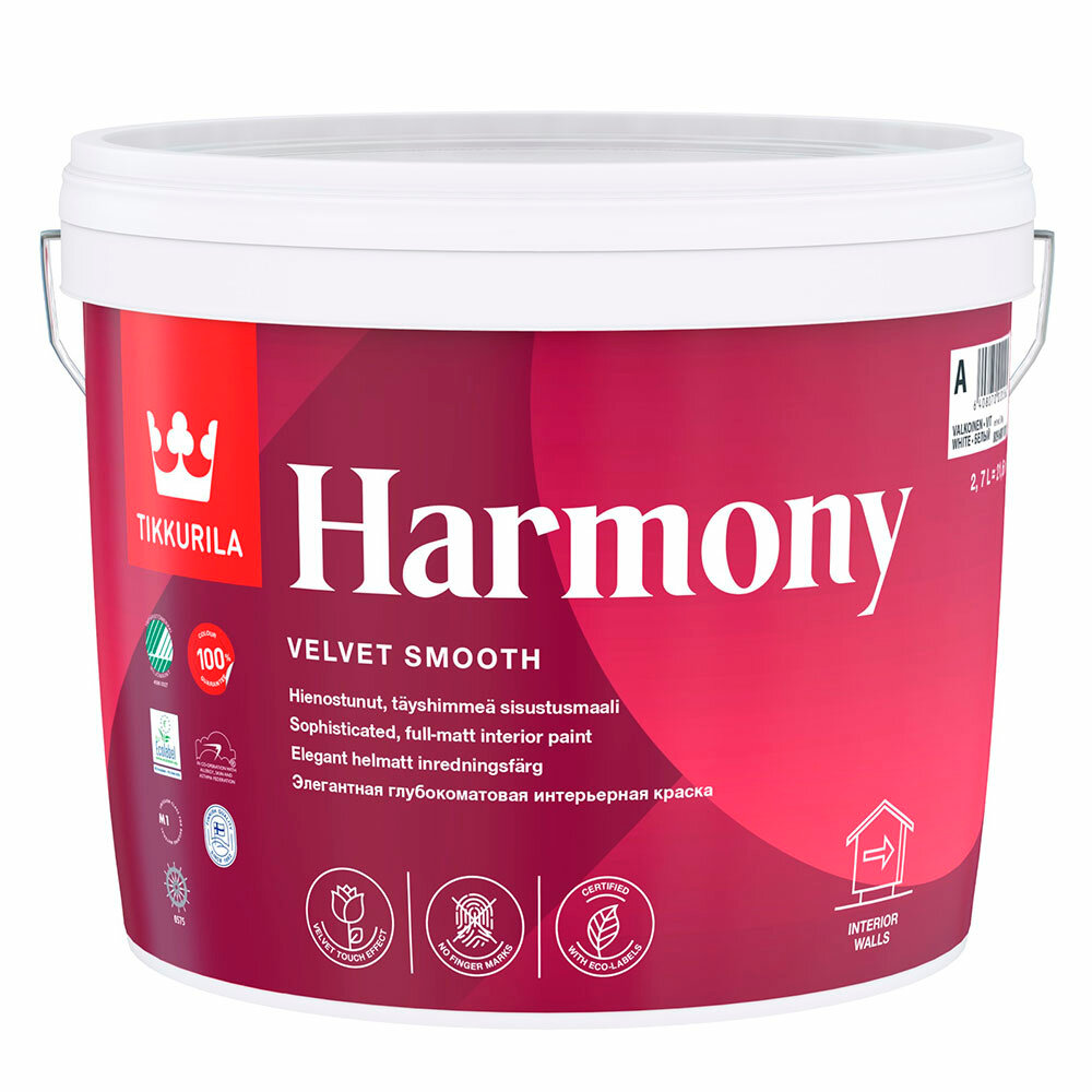 Краска моющаяся Tikkurila Harmony база С бесцветная 2,7 л