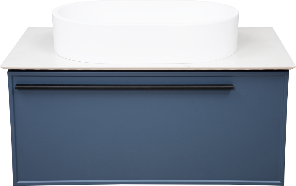 фото La Fenice Тумба с раковиной La Fenice Elba 80, синяя, белая столешница, матовая раковина