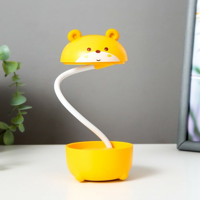 Настольная лампа "Мишка" LED 3Вт USB желтый 7,5х7,5х21 см - фотография № 1