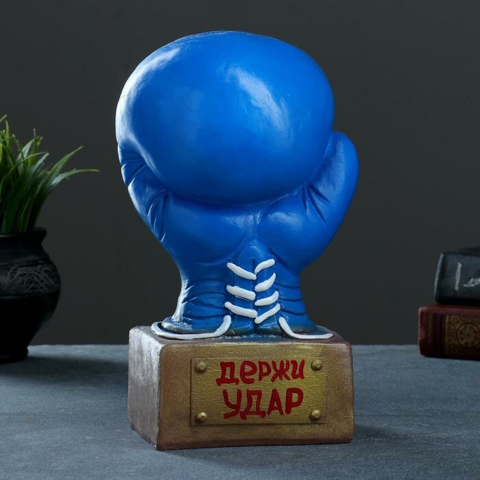 фото Копилка "Боксерская перчатка" синяя-золото, 12х14х24,5см