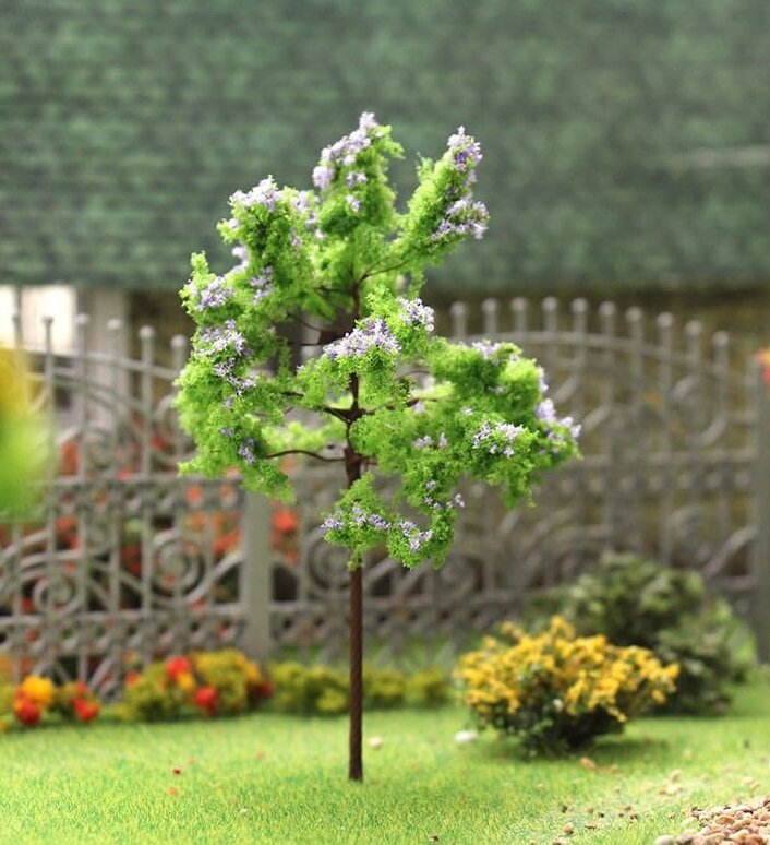 MORRISON Сиреневое цветущее дерево для макета. Высота 10 см.