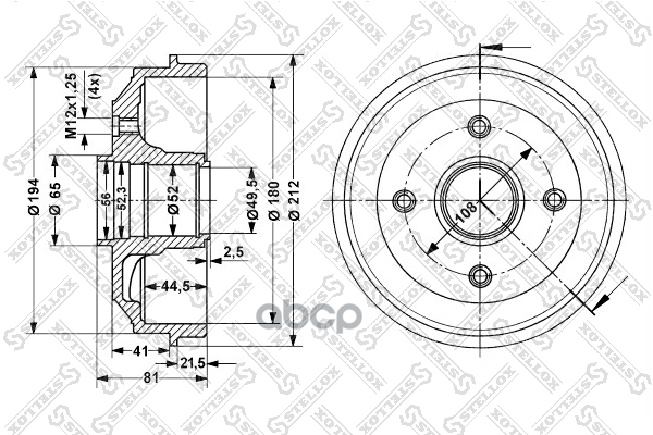 6025-3705-Sx Барабан Тормозной! Без Abs Peugeot 306 Citroen Zx/Xsara All 91> Stellox арт. 60253705SX