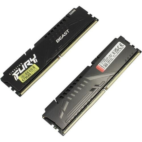 Модуль памяти Kingston DDR 5 DIMM 16Gb PC41600 5200Mhz Kingston FURY Beast Black CL40 (Kit of 2) (KF552C40BBK2-16) (retail)