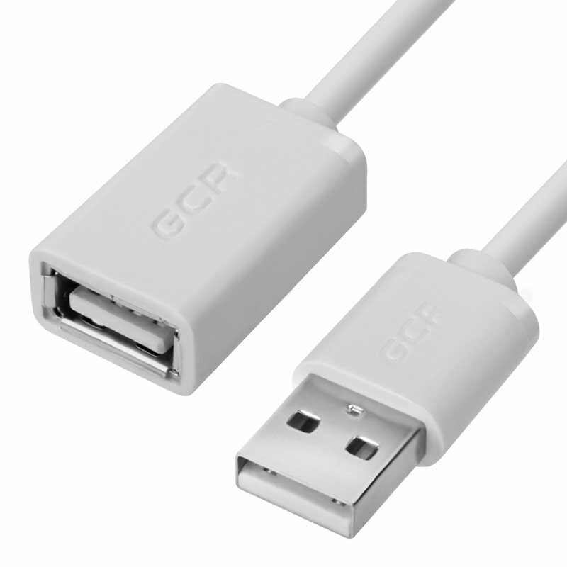 GCR Удлинитель 0.15m USB 2.0, AM/AF, белый, 28/28 AWG, морозостойкий, GCR-52438