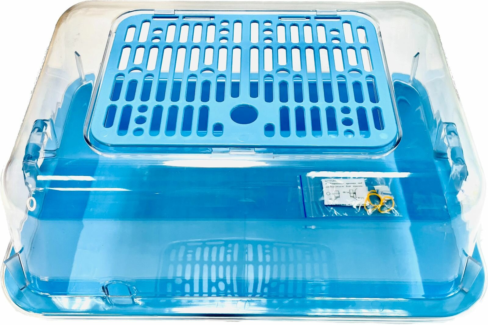 Клетка-террариум Зооэкспресс, для грызунов с пласт. дверкой и комплектацией 33х24х15, малый, голубой - фотография № 4