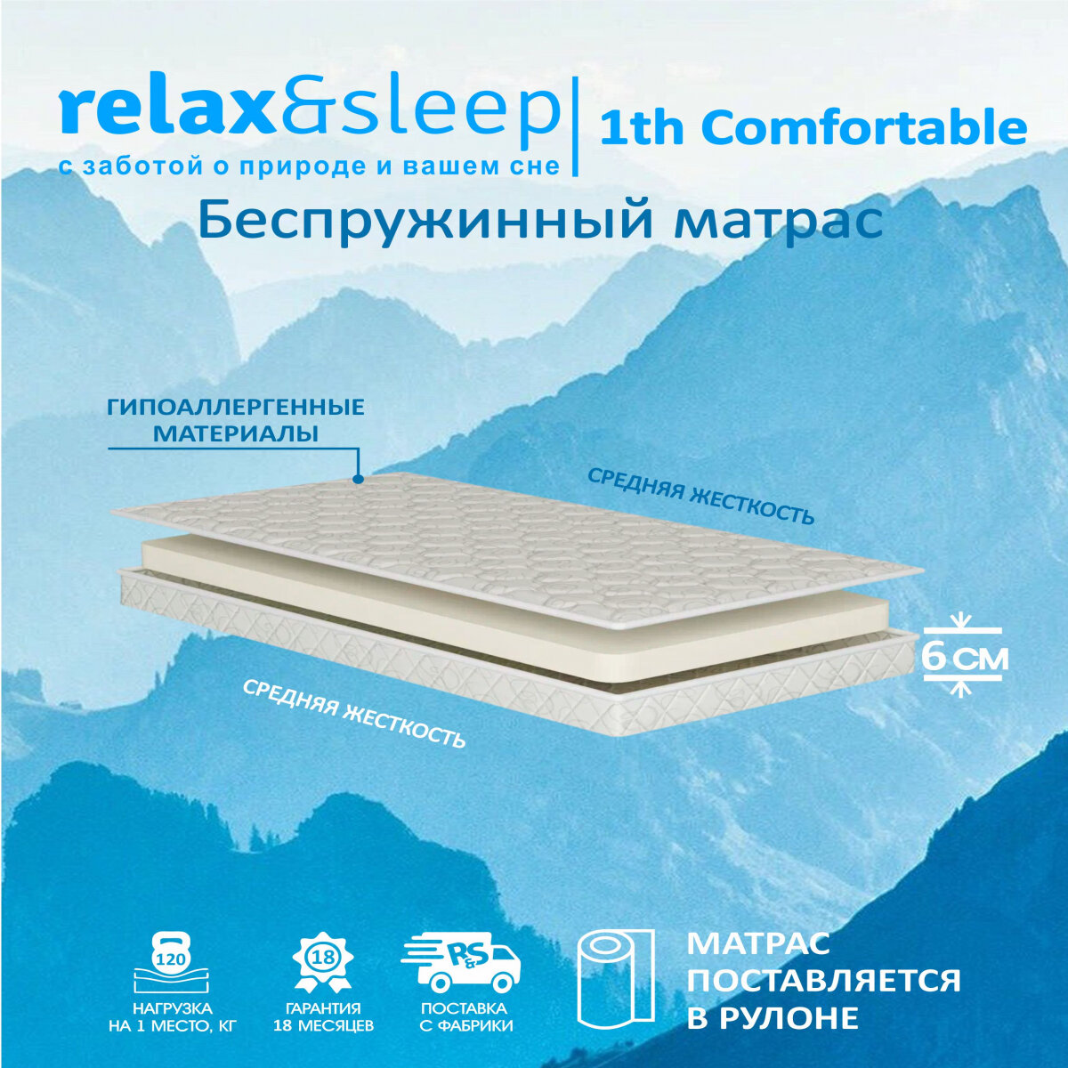 Матрас Relax&Sleep 1th Comfortable (90 / 170) - фотография № 1