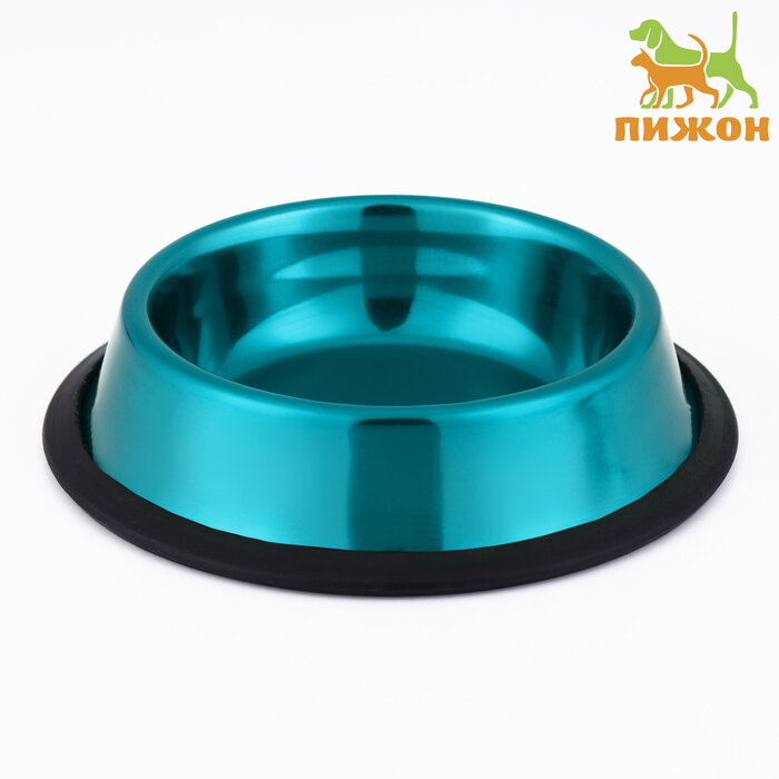 фото Миска с нескользящим основанием декоративная цветная, 230 мл, голубая, 9711448