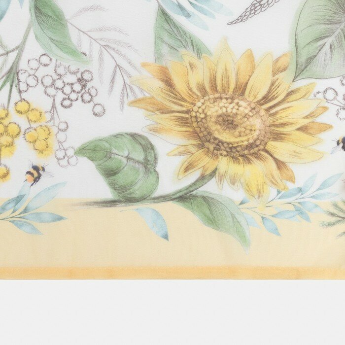 Тюль с подхватом и ламбрекеном "Солнечные цветы" 250х200см, 100% п/э, вуаль - фотография № 6