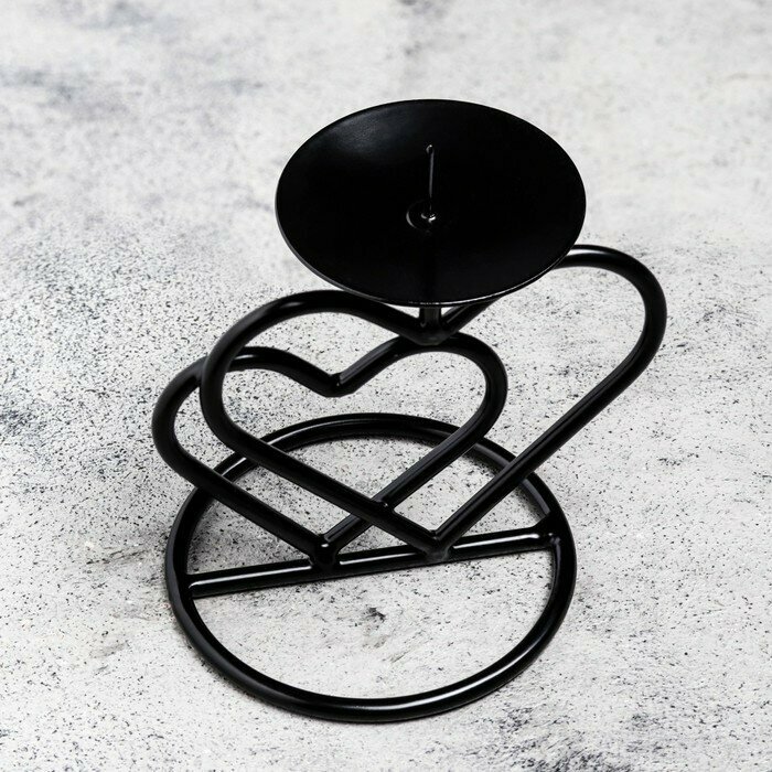 Подсвечник "Валентин 3" металл на 1 свечу, 10х10,7 см, черный - фотография № 3