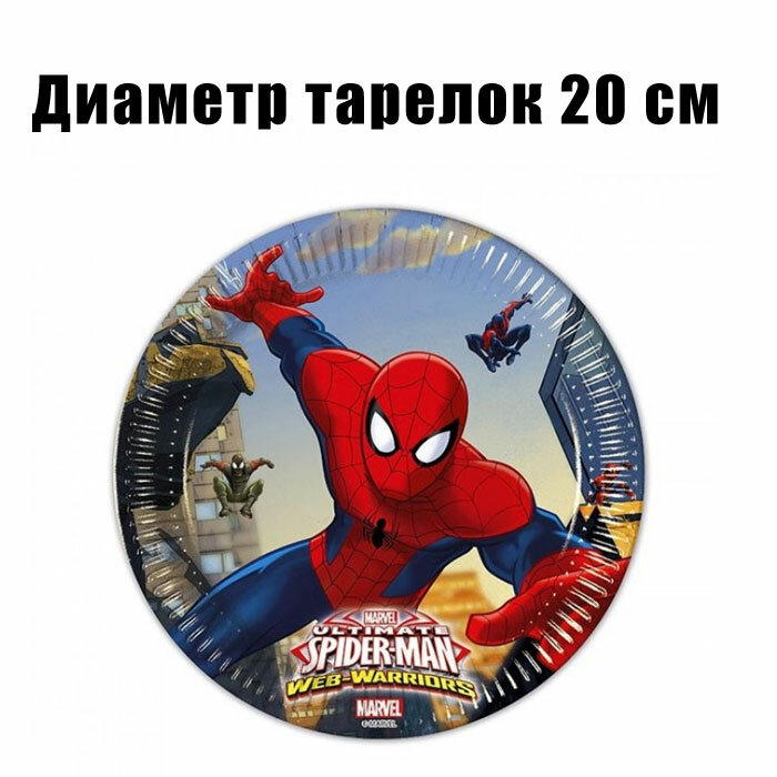 Набор одноразовой посуды Человек-паук, на 8 персон и скатерть одноразовая - фотография № 4