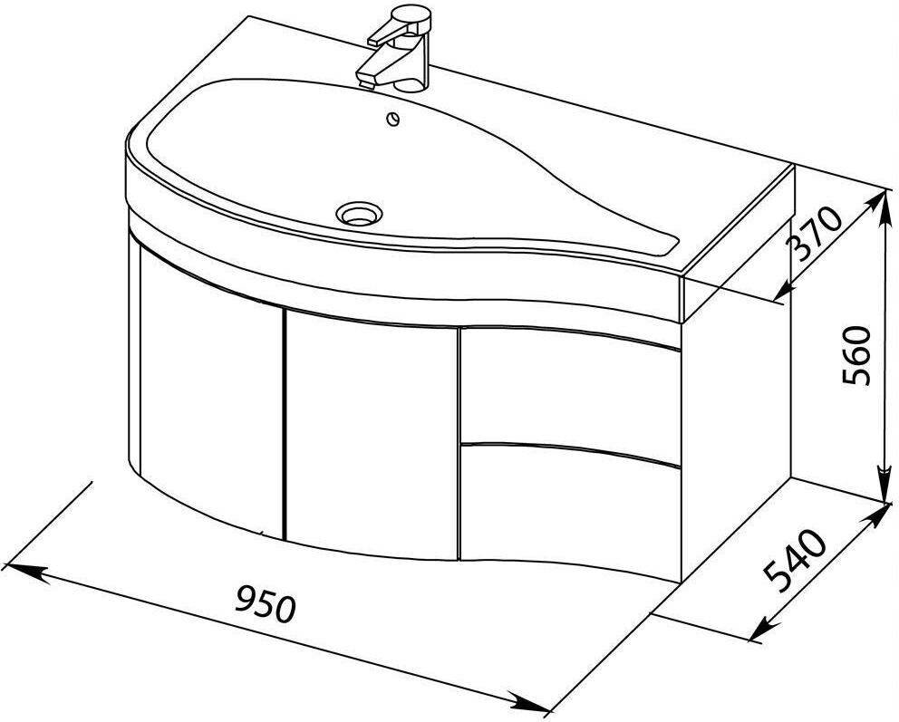 Тумба под раковину Aquanet Сопрано 95 L 169631 - фото №2