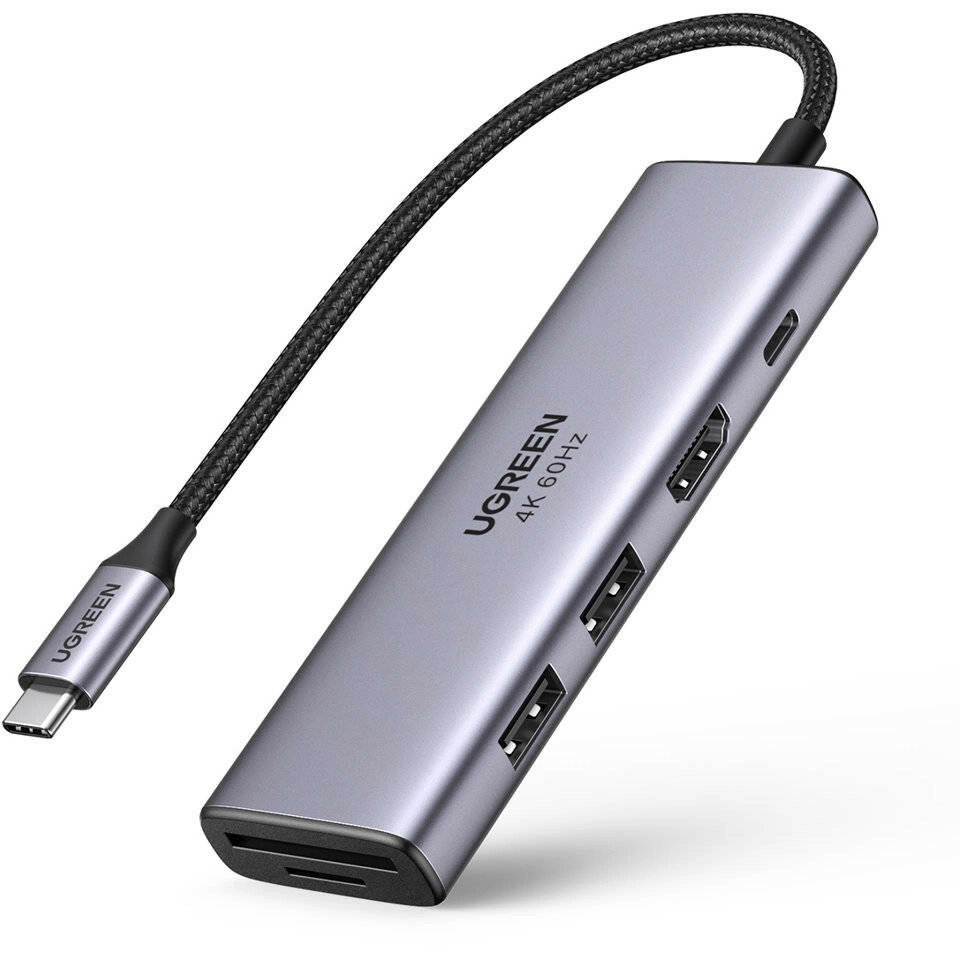 Мульти Хаб Ugreen CM511 (60384) USB-C Multifunction Adapter with PD Charging Серый космос