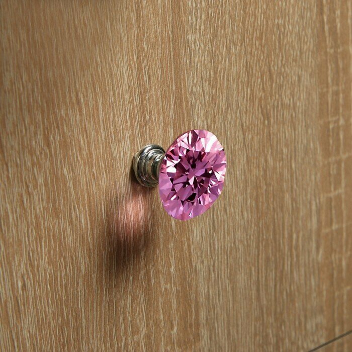 Ручка кнопка CAPPIO, цвет розовый "Алмаз", стеклянная, d=30 мм - фотография № 10