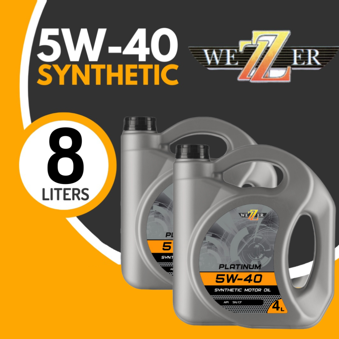 Масло моторное WEZZER 5W-40 синтетическое, 4х2 литра, API SM/CF / Масло 5w40 для двигателя / Масло 5w 40 в двигатель автомобиля