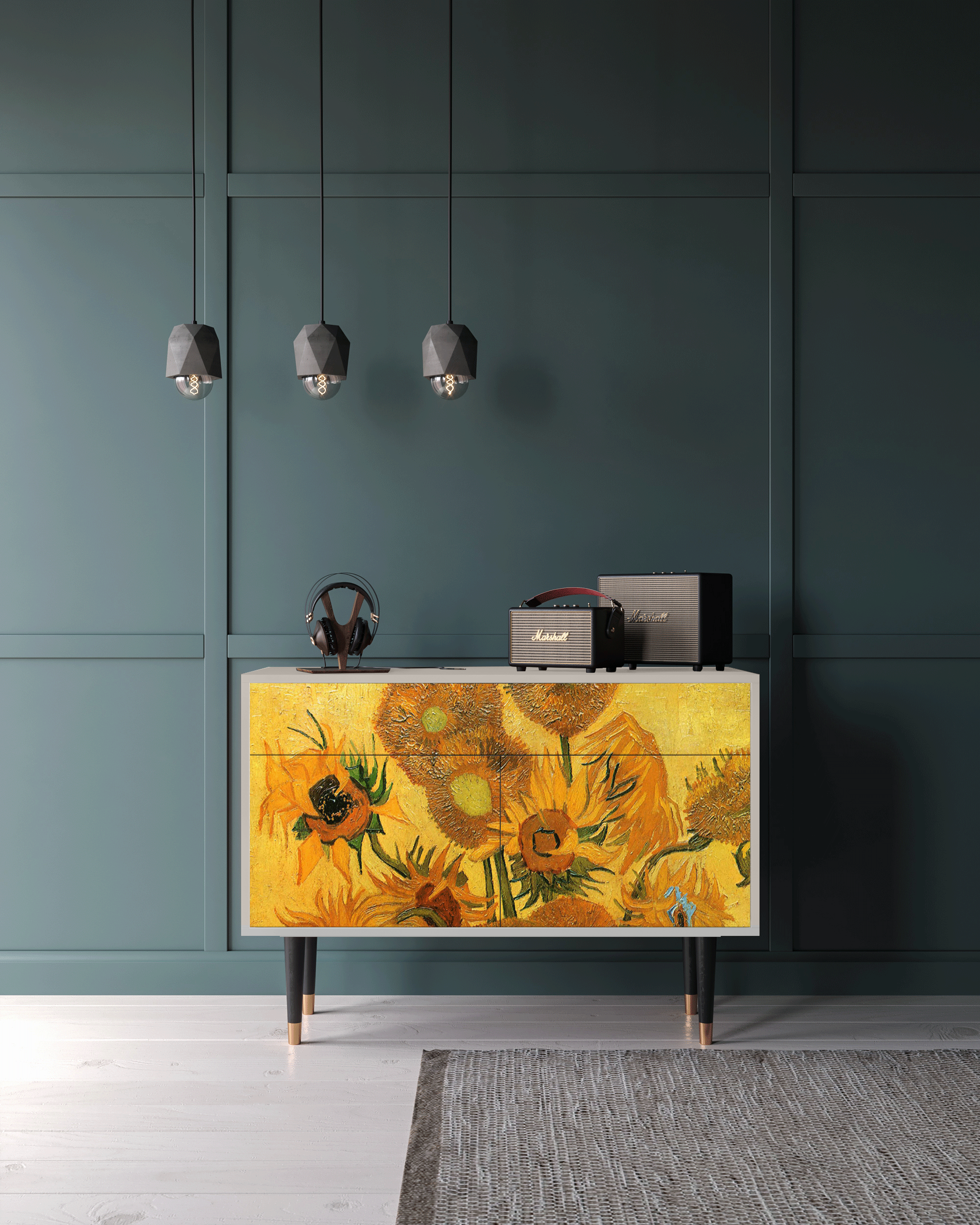 Комод - STORYZ - BS4 Sunflowers by Vincent Van Gogh, 115 x 85 x 48 см, Сатин - фотография № 1