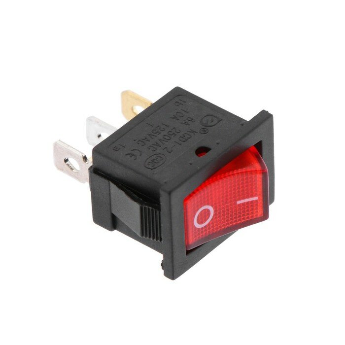 Переключатель красный с подсветкой, 12 В, 15 A, 3 контакта, размер Mini - фотография № 1