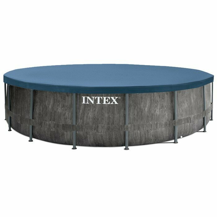 INTEX Бассейн каркасный Prism Frame Greywood, 457 х 122 см, фильтр-насос, лестница, тент, подстилка, 26742NP INTEX - фотография № 3