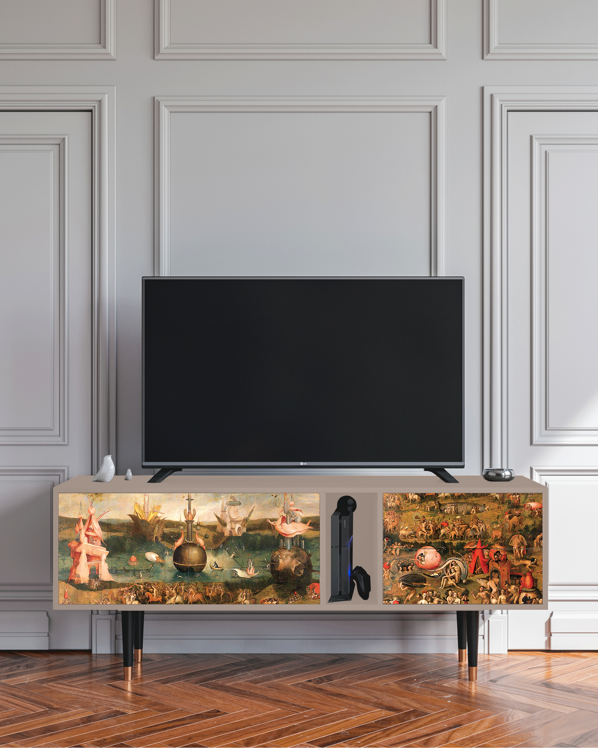 ТВ-Тумба - STORYZ - T1 Garden of Earthly Delights by Hieronymus Bosch, 170 x 69 x 48 см, Бежевый - фотография № 1