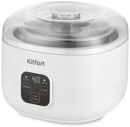 Йогуртница Kitfort KT-6082, 15 Вт, 1000 мл, 1 ёмкость, таймер, металл, белая