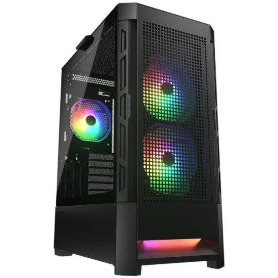 Cougar Корпус Cougar Airface RGB Black, 2х140мм + 1x120mm ARGB Fan, ARGB Fan Hub, без БП, черный, ATX