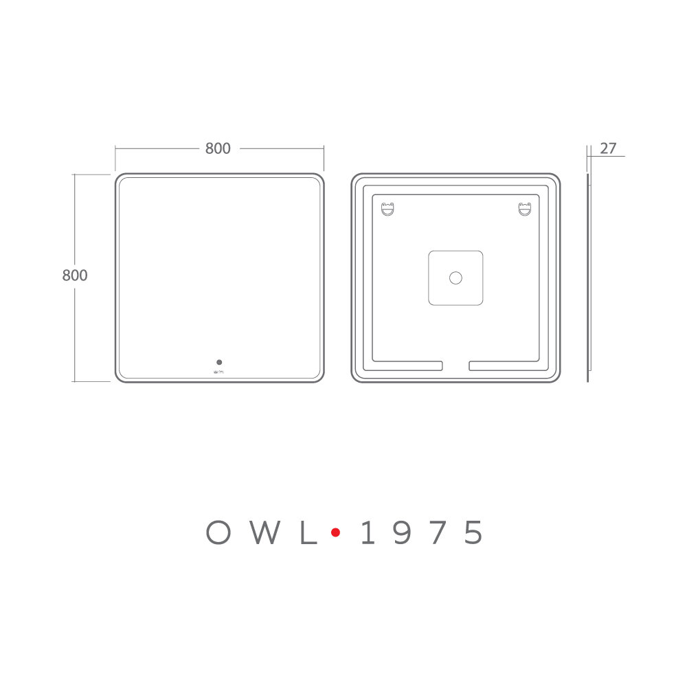 Зеркало OWL 1975 SKANSEN с LED подсветкой и сенсором 800х800 квадратное OWLM200500 - фотография № 5