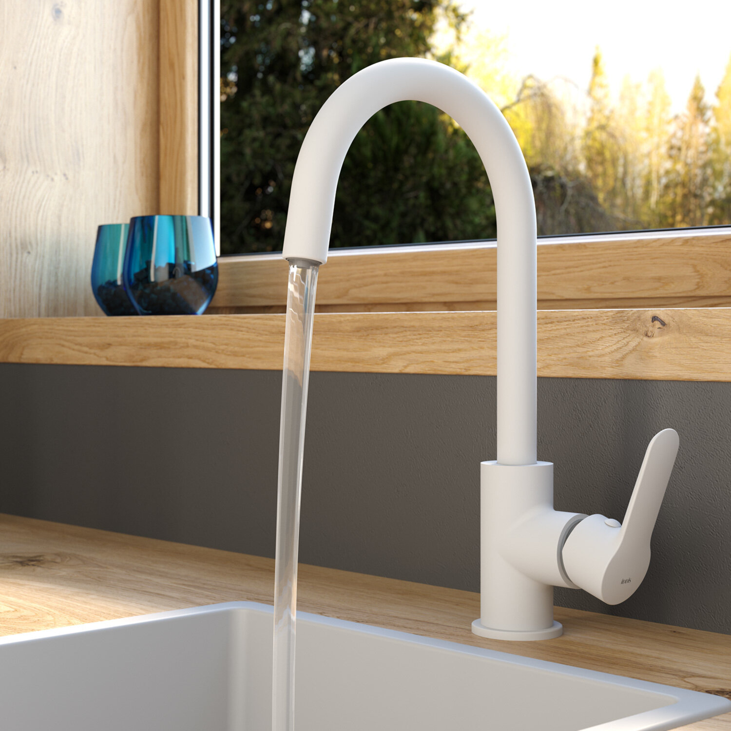 Фото товара на маркетплейсе yandex Смеситель для кухни с фильтром для питьевой воды CUBWTFJi05 IDDIS Cuba белый матовый