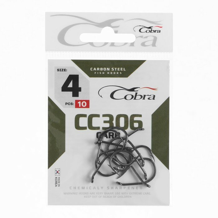 Крючки Cobra CARP серия CC306 № 04 10 шт.