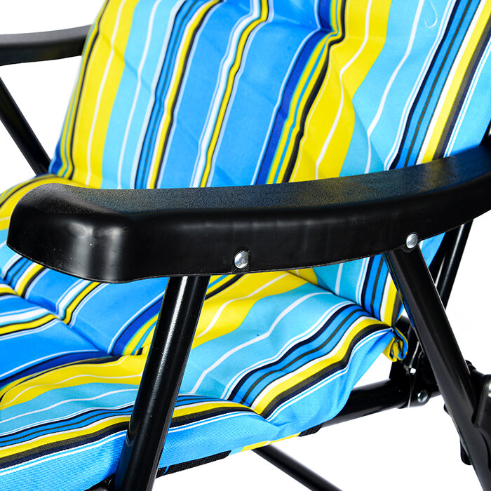 Кресло дачное складное мягкое 'Релакс' 47х57х90 см 'Твой Пикник' желто-голубая полоска GB-013 - фотография № 5